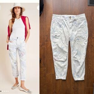 Anthropologie Plus Y2K Cotton Cargo Relaxed Fit Paint Splatter Jeans. Size 18/20
